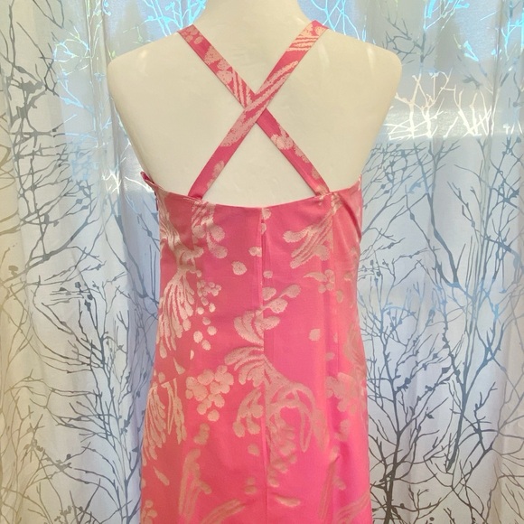 VINTAGE CHRISTIAN LACROIX pink silk cotton floral print sleeveless dress - Picture 6 of 13